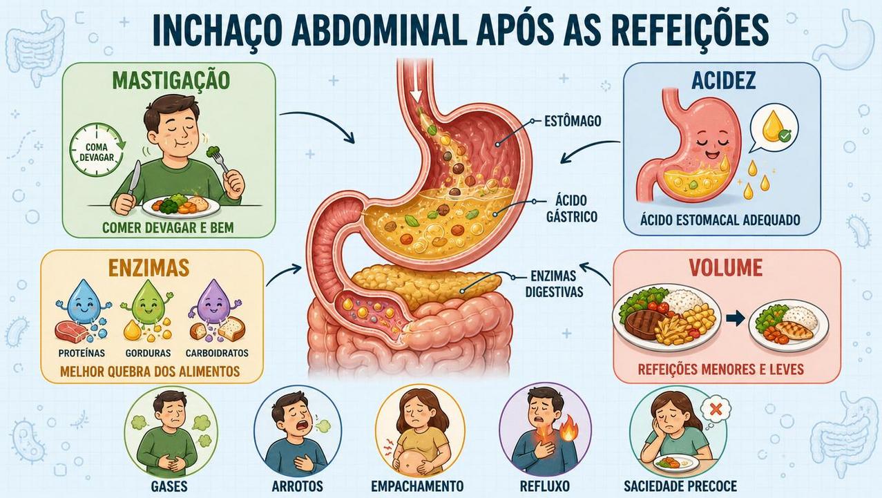 Quatro pilares ajudam a entender estufamento, acidez, enzimas e volume alimentar.
