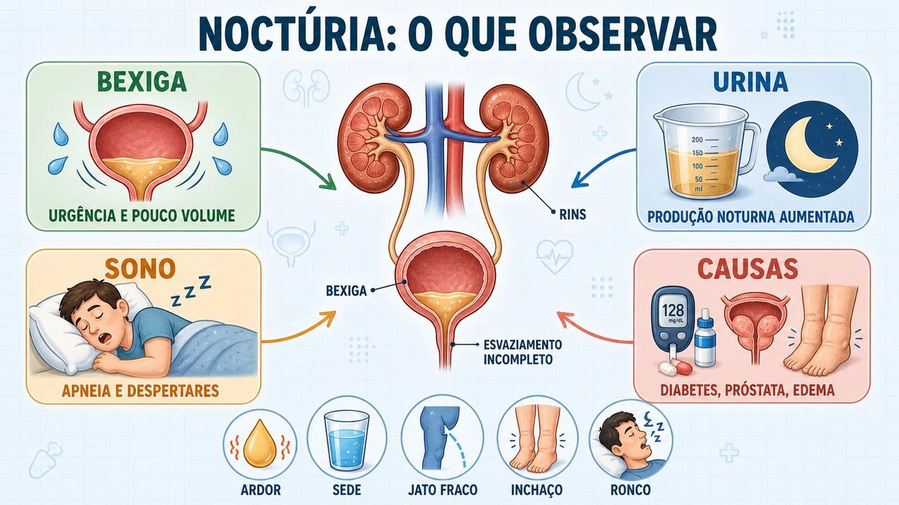 Bexiga, urina, sono e causas associadas orientam a investigação da noctúria.