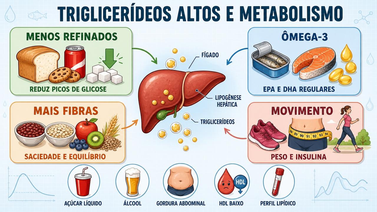 Quatro pilares ajudam a reduzir triglicerídeos e melhorar o metabolismo.