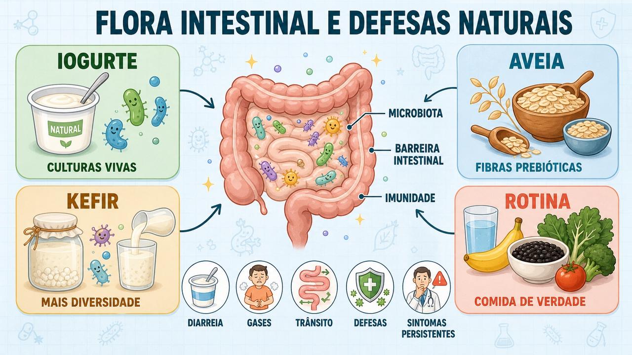 Quatro pilares apoiam microbiota, barreira intestinal, trânsito e defesas naturais.