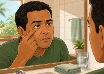 Pele amarelada nos olhos pode ser um sinal de que o fígado ou a bile precisam de atenção
