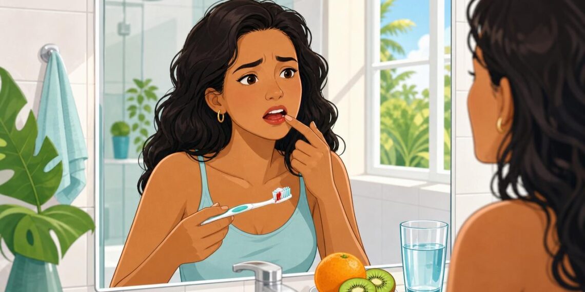 Qual deficiência de vitamina está associada ao sangramento frequente da gengiva