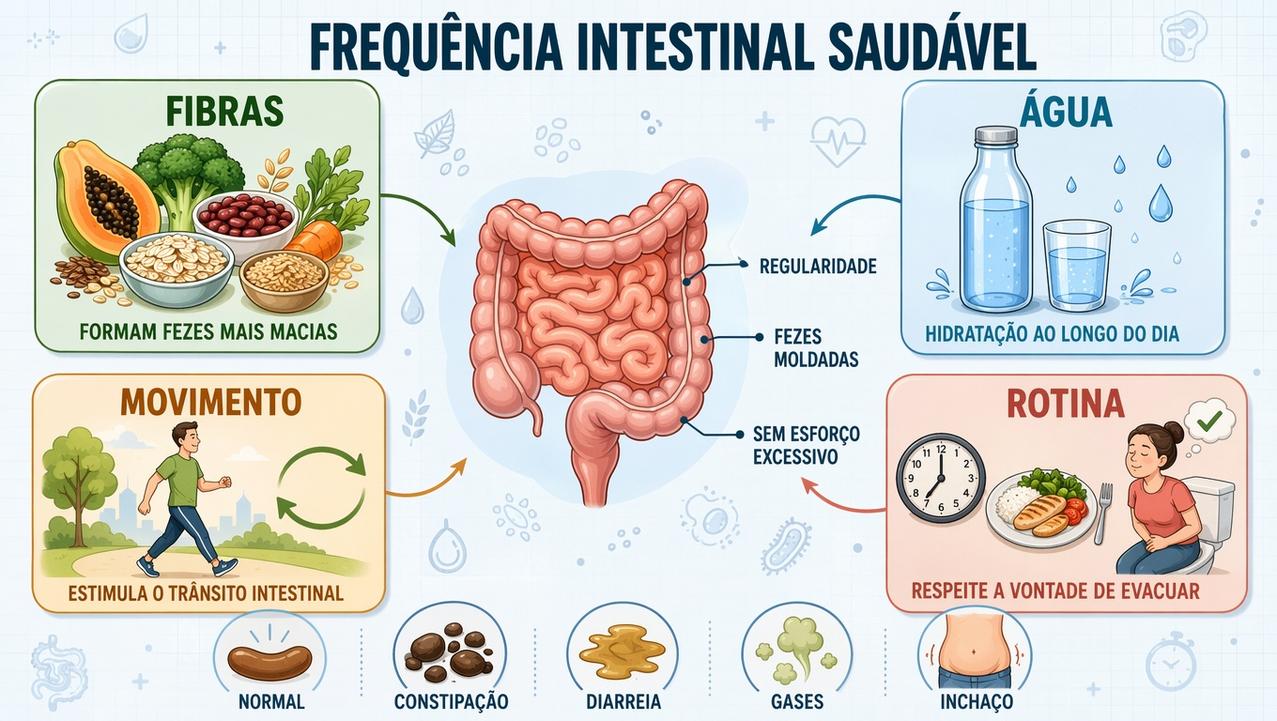 Fibras, água, movimento e rotina ajudam a manter o intestino equilibrado.