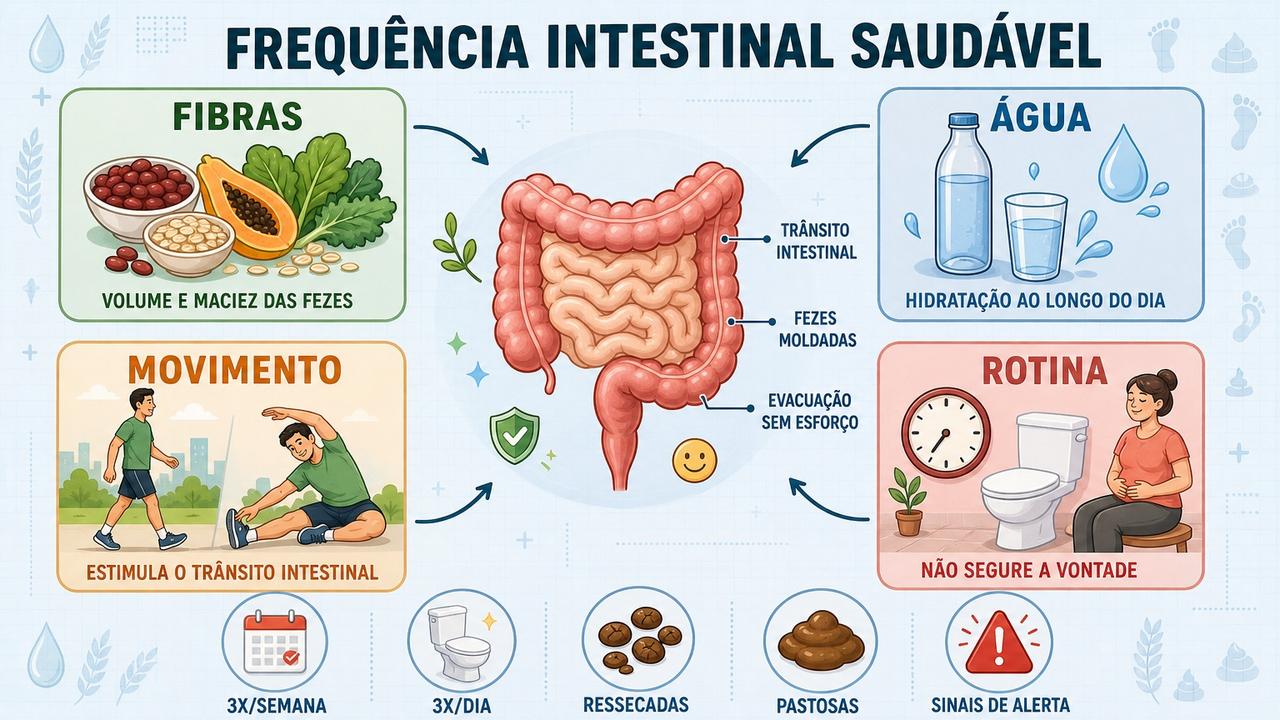 Fibras, água, movimento e rotina ajudam a regular o intestino.