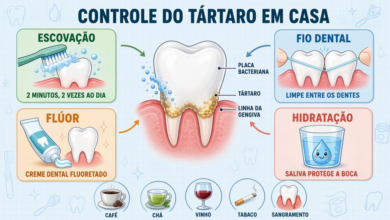 Escovação, fio dental, flúor e hidratação formam os pilares contra tártaro.