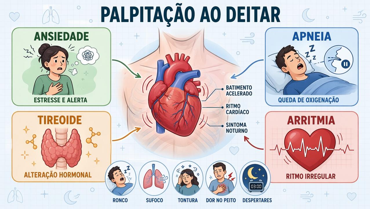 Ansiedade, apneia, tireoide e arritmia formam os principais pilares investigativos.