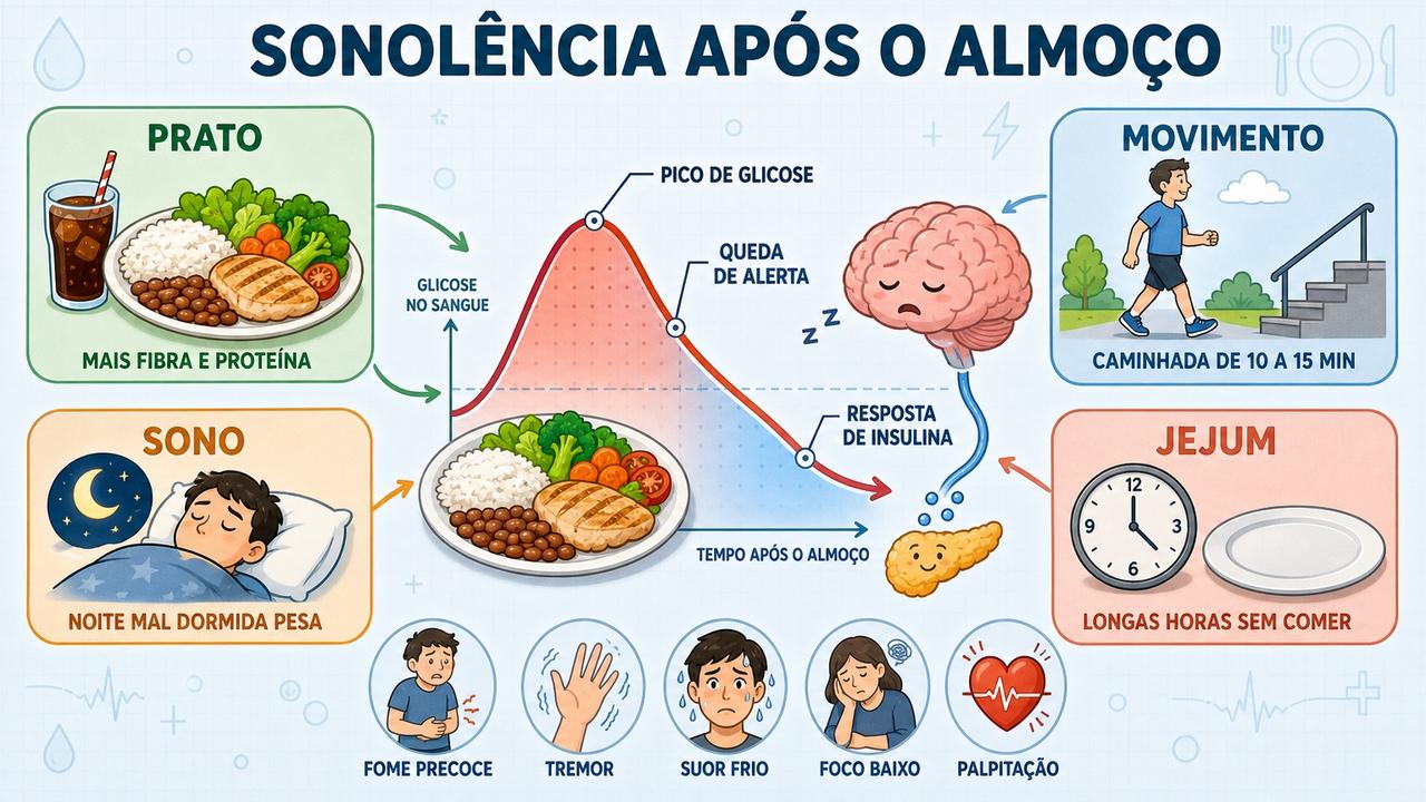 Prato, movimento, sono e jejum influenciam picos e quedas de glicose.
