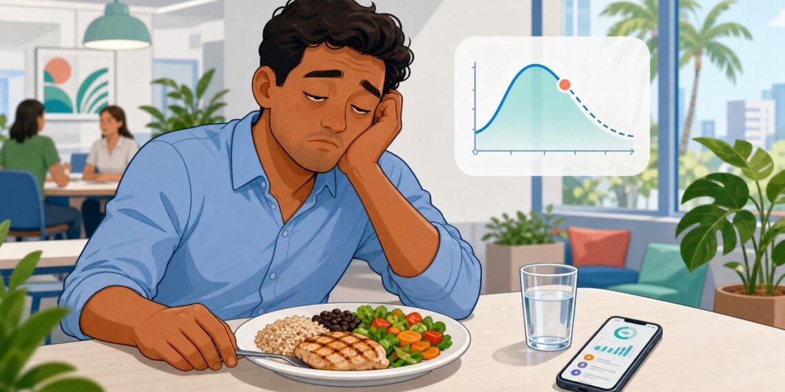 Sentir muito sono depois do almoço nem sempre é só digestão: às vezes é o primeiro sinal de picos e quedas de glicose