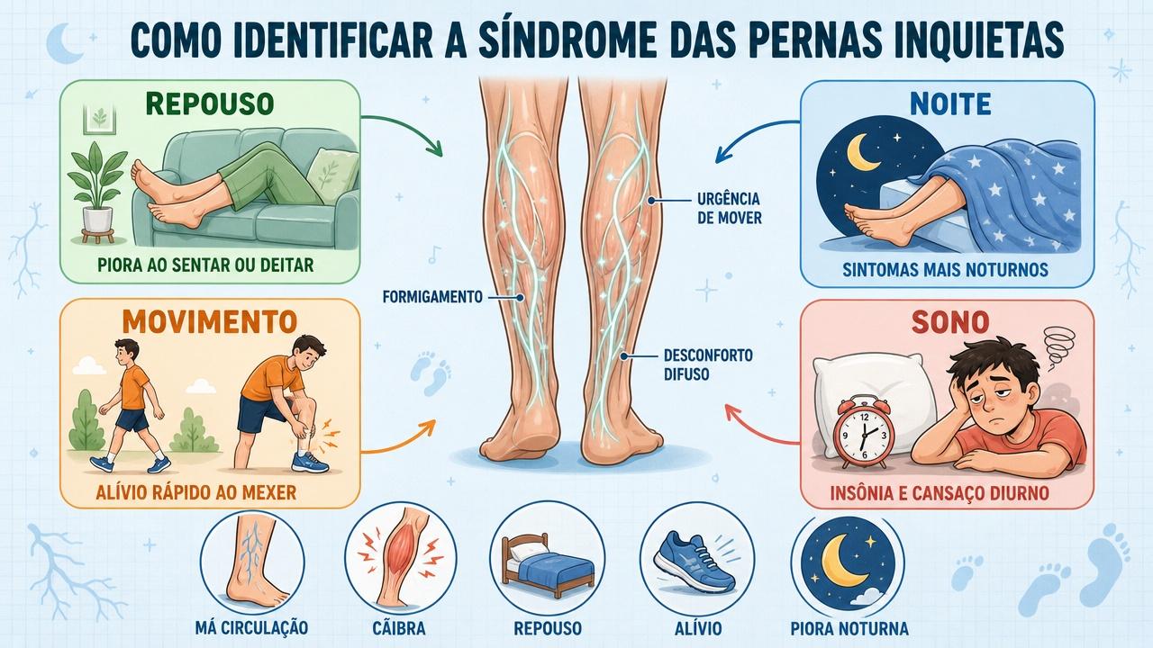 Repouso, noite, movimento e sono ajudam a diferenciar o quadro.