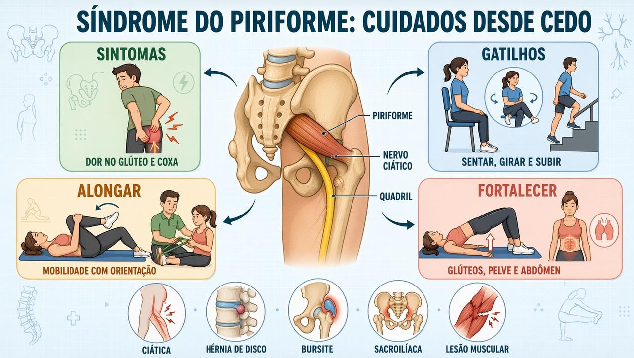 Sintomas, gatilhos, alongamento e fortalecimento orientam o cuidado inicial adequado.