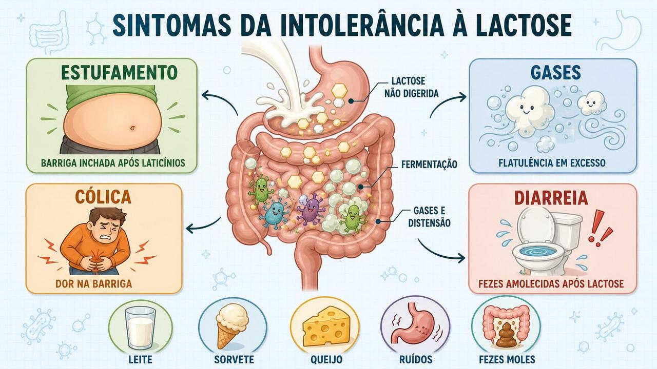 Estufamento, gases, cólica e diarreia resumem os sinais mais comuns da lactose.