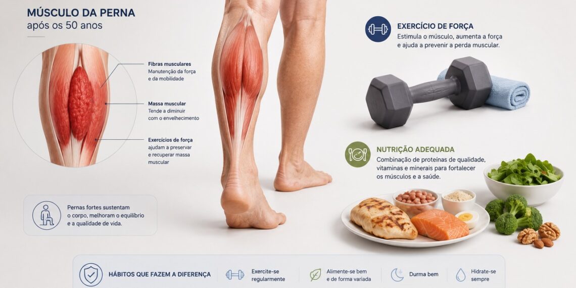 Após os 50, a musculação ajuda o músculo a responder melhor à proteína da alimentação.