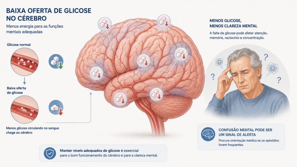 A queda de açúcar pode afetar o cérebro e causar confusão mental.