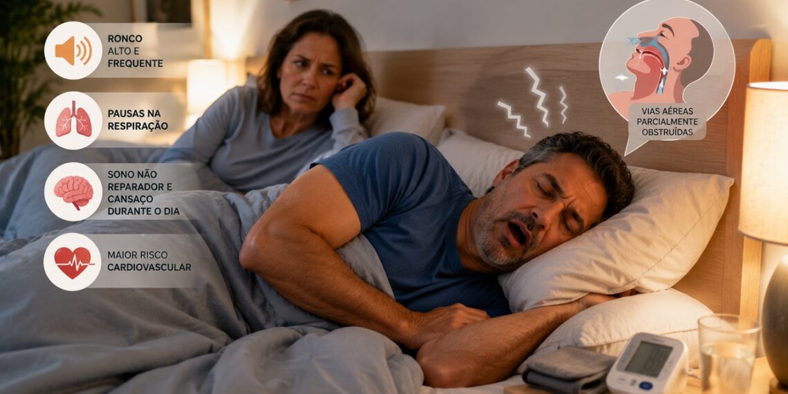 Ronco frequente pode ser sinal de apneia do sono e risco cardiovascular oculto.