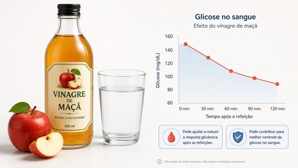 A meta-análise associou o vinagre de maçã à redução da glicose de jejum.
