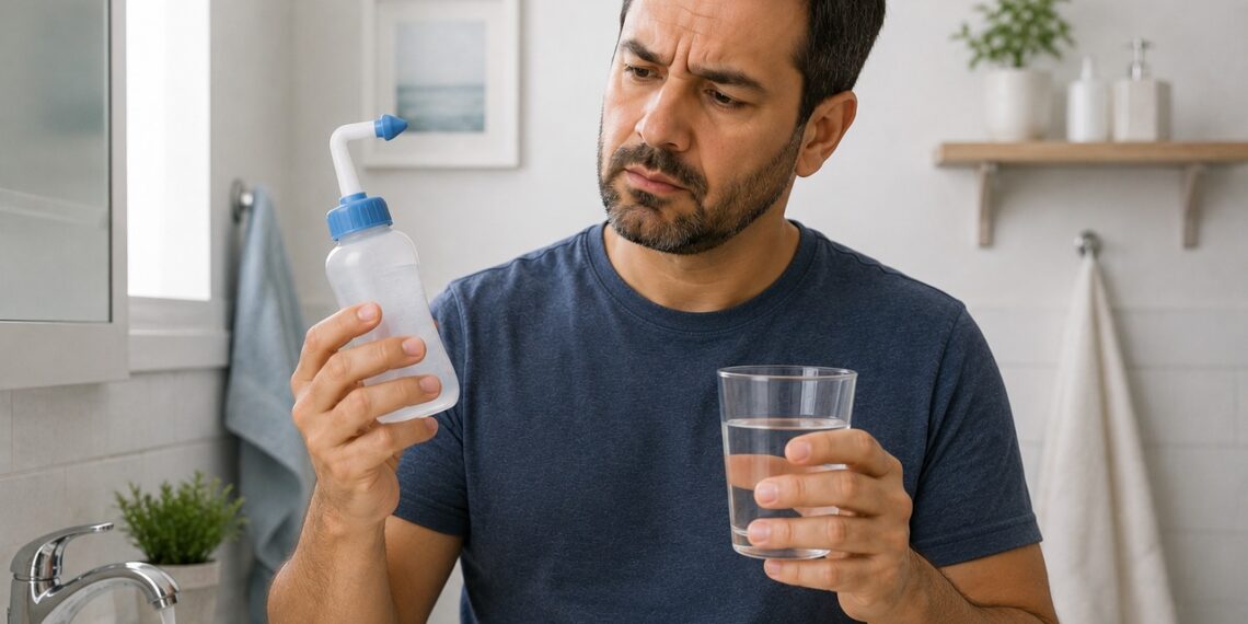 Lavagem nasal com água da torneira pode trazer risco raro, mas grave.