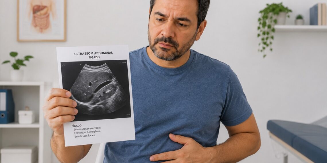 Fígado gorduroso pode evoluir sem dor e exigir avaliação de fibrose.