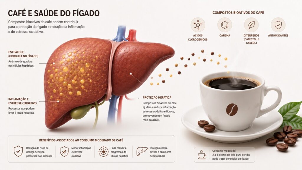 Compostos do café são investigados em doenças hepáticas crônicas.