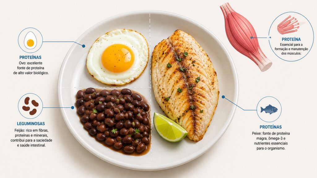 A proteína distribuída ao longo do dia pode favorecer força e massa muscular em idosos.