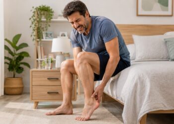 Dor no calcanhar nos primeiros passos pode ser sinal de fascite plantar.