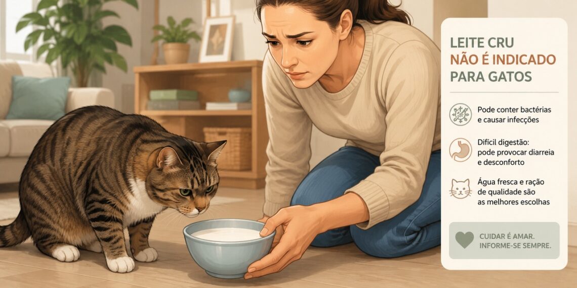 Leite cru e alimentos crus podem aumentar o risco de gripe aviária em gatos.