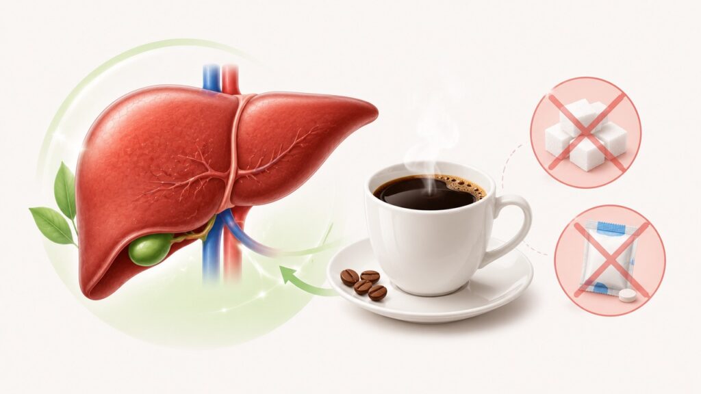 O estudo associou café sem açúcar, especialmente com cafeína, a menor risco de MASLD.
