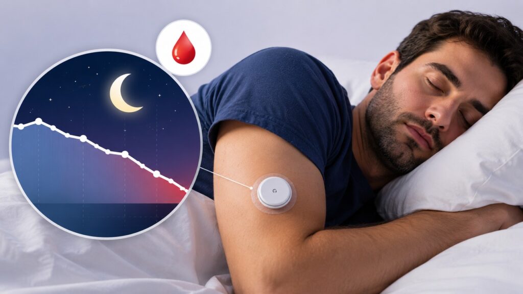 O monitoramento da glicose pode ajudar a identificar hipoglicemia noturna.