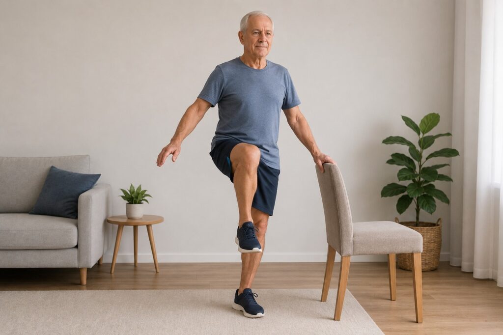 Exercícios simples de equilíbrio podem reduzir insegurança e ajudar nas atividades do dia a dia.
