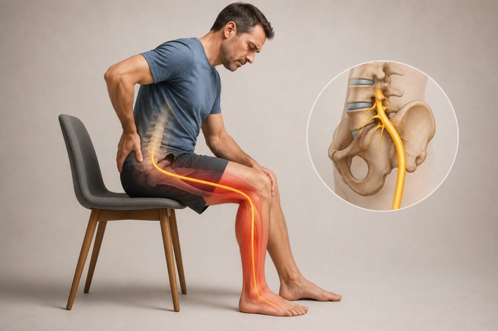 O caminho da dor ajuda a diferenciar ciática de uma dor muscular comum na lombar.
