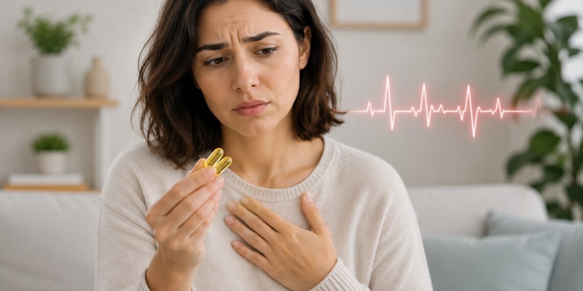 Ômega-3 em dose alta pode exigir cuidado em pessoas com risco de arritmia.