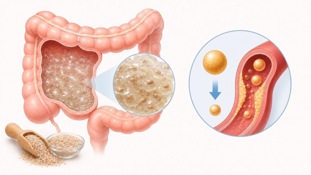 A fibra solúvel do psyllium forma um gel no intestino e pode ajudar a reduzir o LDL.