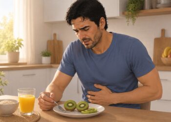 O kiwi pode ajudar o intestino preso dentro de uma rotina rica em fibras.
