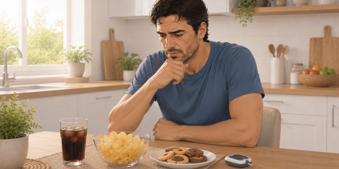 O consumo frequente de ultraprocessados pode pesar no risco de diabetes tipo 2.