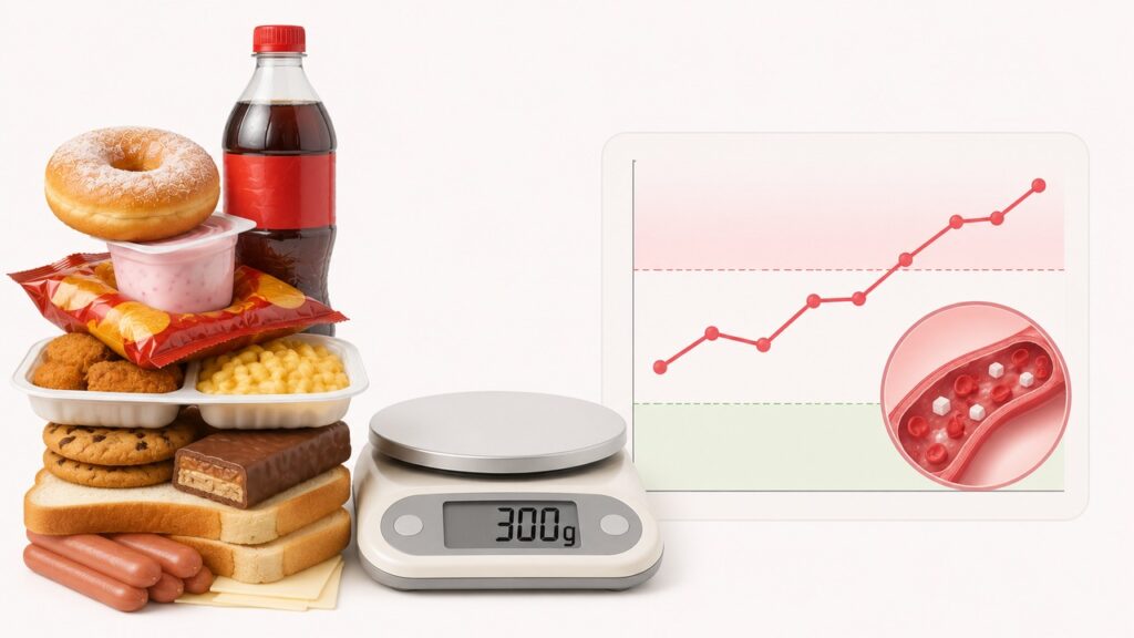 A quantidade diária de ultraprocessados pode influenciar o risco metabólico.