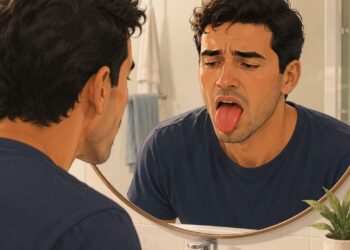 Língua dolorida e lisa pode ser um sinal oral de falta de vitamina B12.