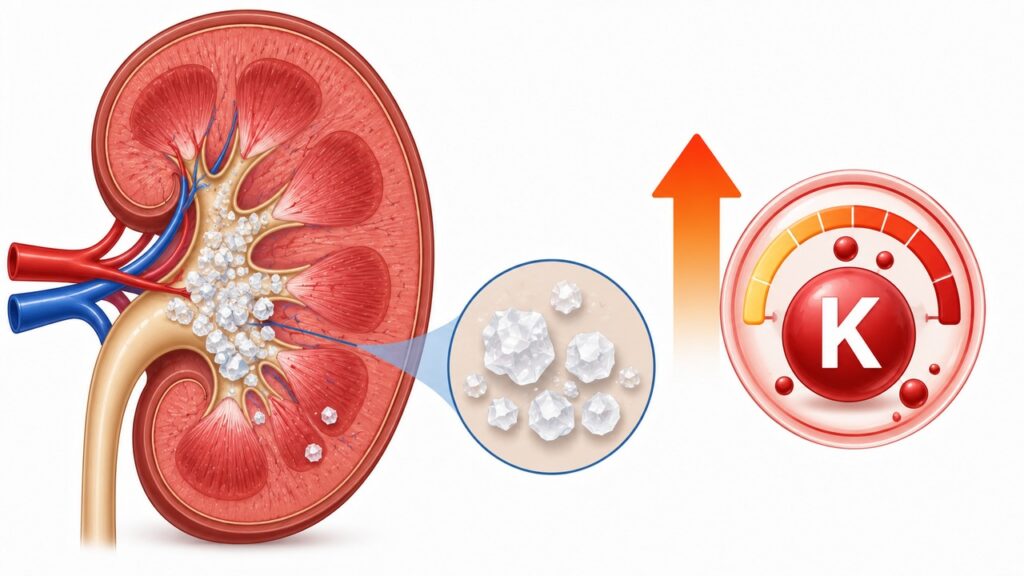Substitutos do sal com potássio podem ser arriscados para quem tem função renal reduzida.