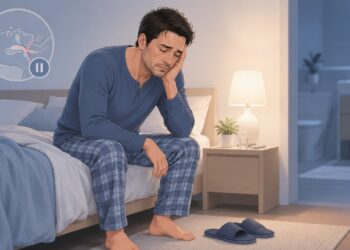 Levantar para urinar à noite pode ter relação com despertares causados pela apneia do sono.