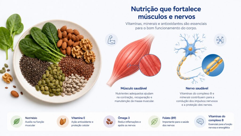 Alimentos ricos em magnésio ajudam a manter o funcionamento adequado de músculos e nervos.