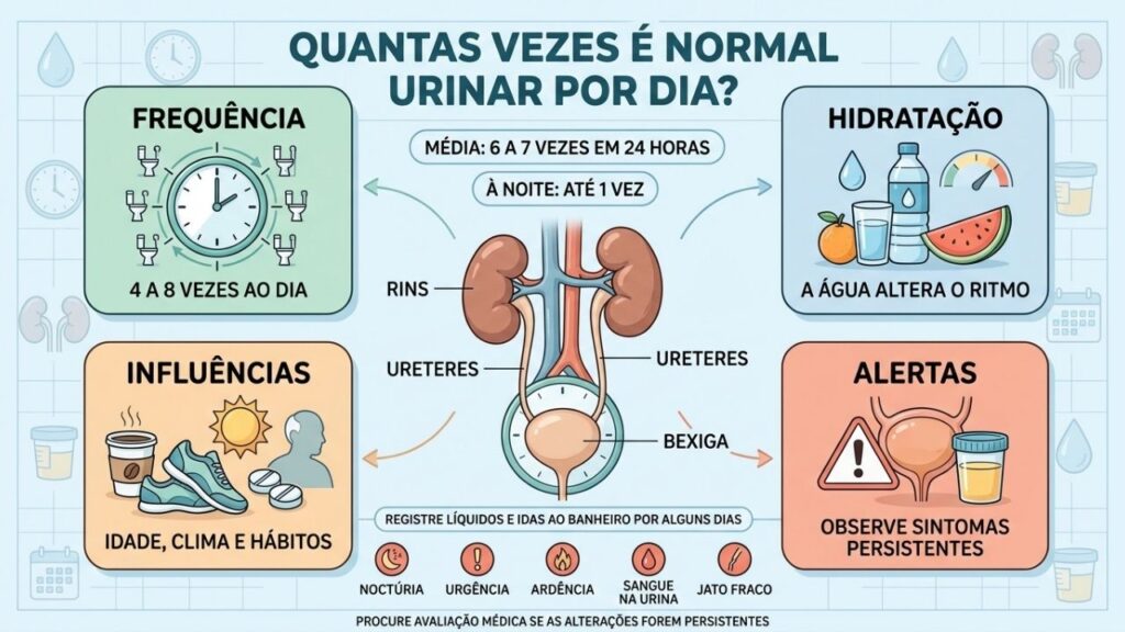 Frequência, hidratação, influências e sinais de alerta orientam a saúde urinária.