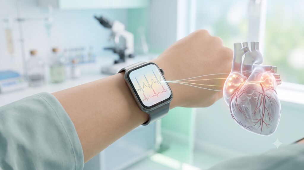 Sensores de pulso e ECG de uma derivação ajudam a identificar sinais de fibrilação atrial.