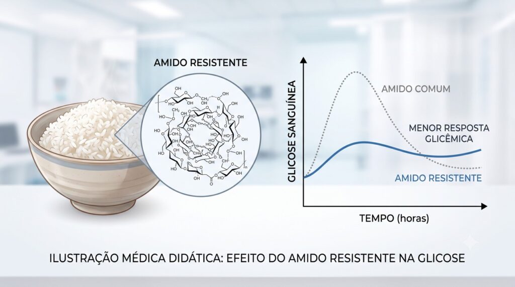 O estudo comparou arroz comum e arroz com alto teor de amido resistente em pessoas com diabetes tipo 2.