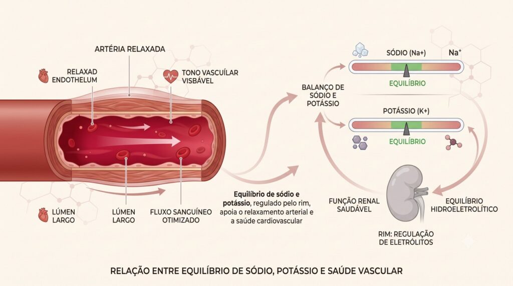 Mais potássio e menos sódio podem favorecer os rins e o relaxamento dos vasos.