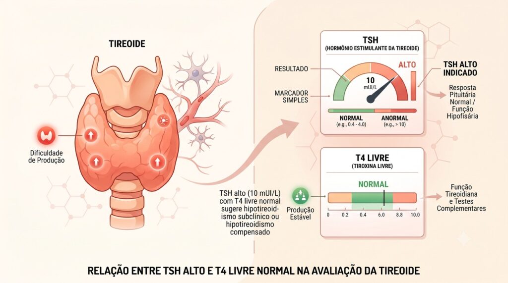 O valor do TSH, o T4 livre e os sintomas ajudam a orientar a decisão de tratar.