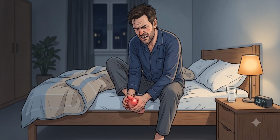Dor intensa no dedão do pé durante a madrugada pode ser sinal de gota.