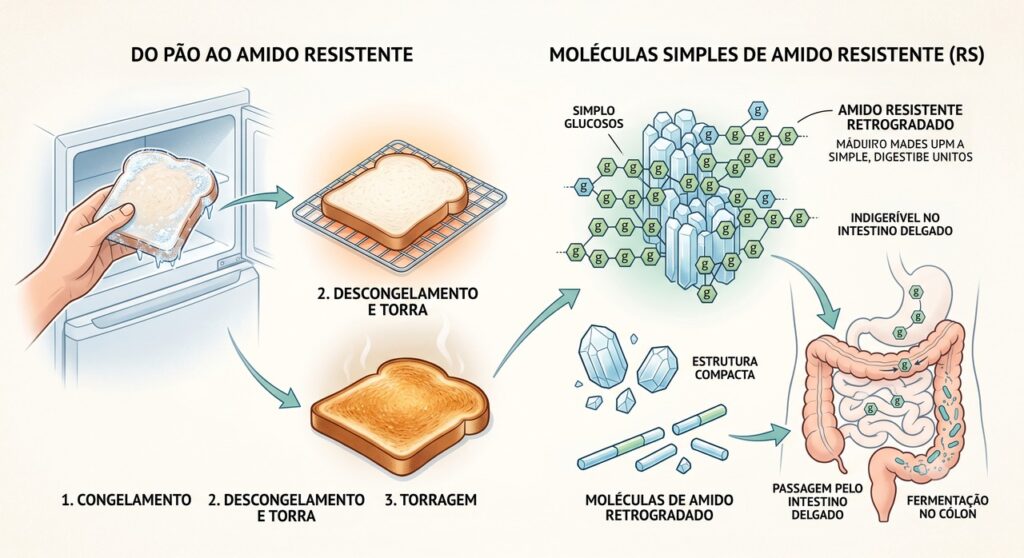 O resfriamento e o aquecimento podem modificar parte do amido do pão.