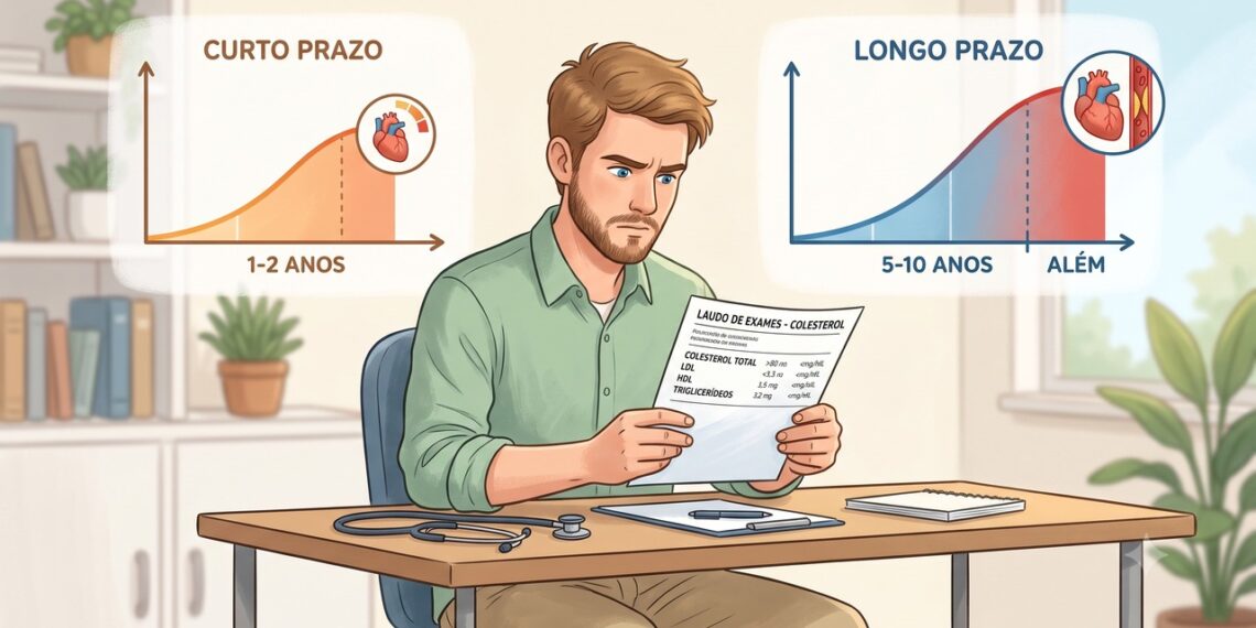 O risco cardiovascular em 30 anos pode ser relevante mesmo quando a estimativa para 10 anos é baixa.