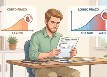 O risco cardiovascular em 30 anos pode ser relevante mesmo quando a estimativa para 10 anos é baixa.