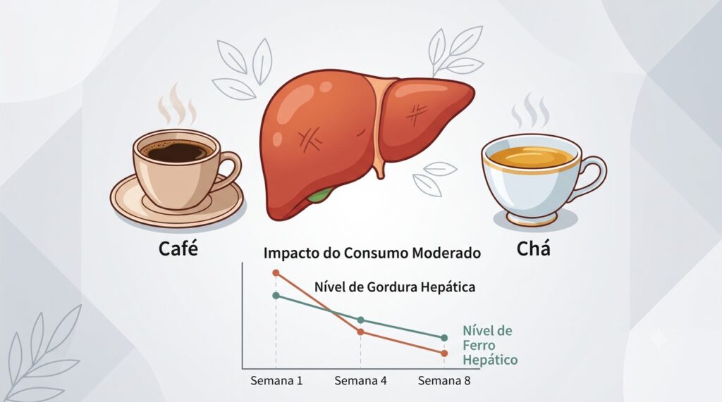 O estudo relacionou café e chá a menor deposição de gordura e ferro no fígado.