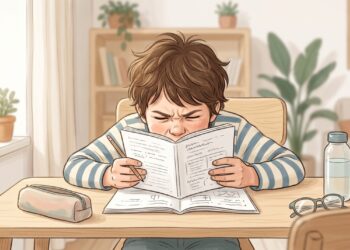 Aproximar o caderno do rosto e apertar os olhos podem ser sinais de miopia infantil.