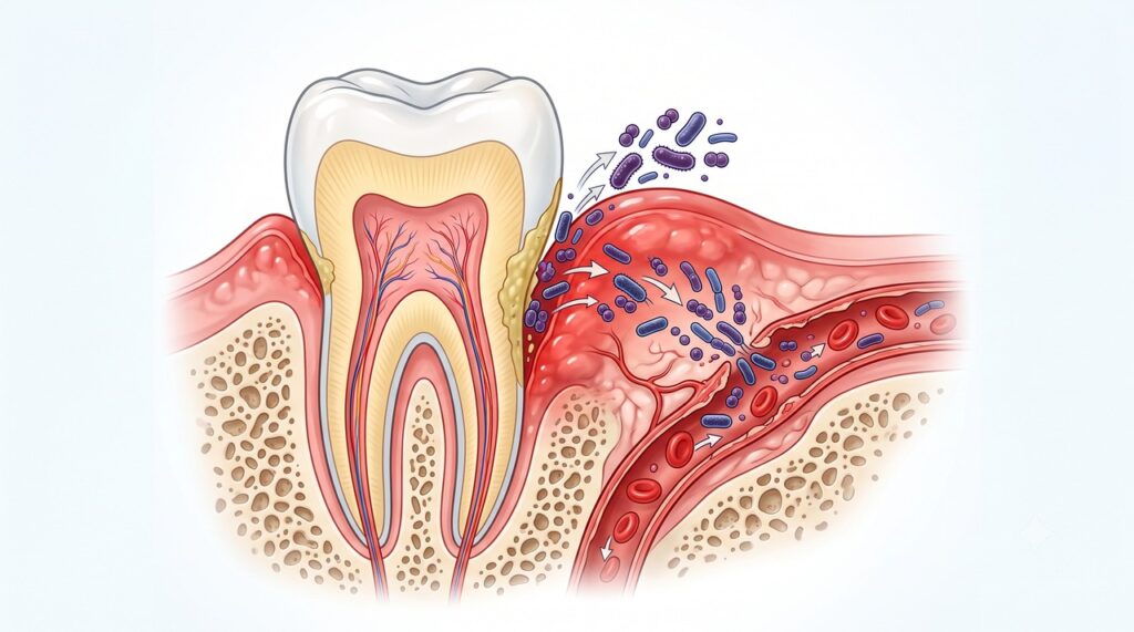 Bactérias e inflamação periodontal podem participar da ligação entre a saúde bucal e cardiovascular.